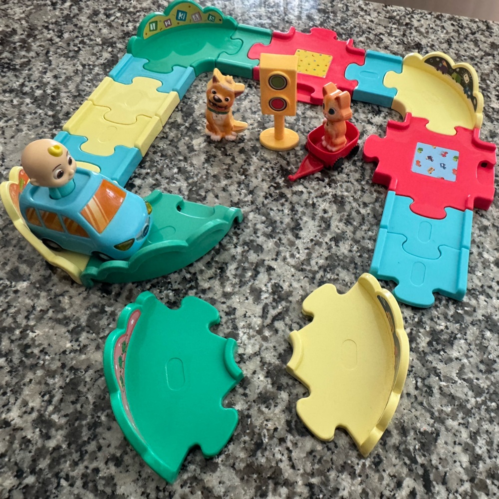 Cocomelon Track Playset in Yellow, Red, Teal and Green